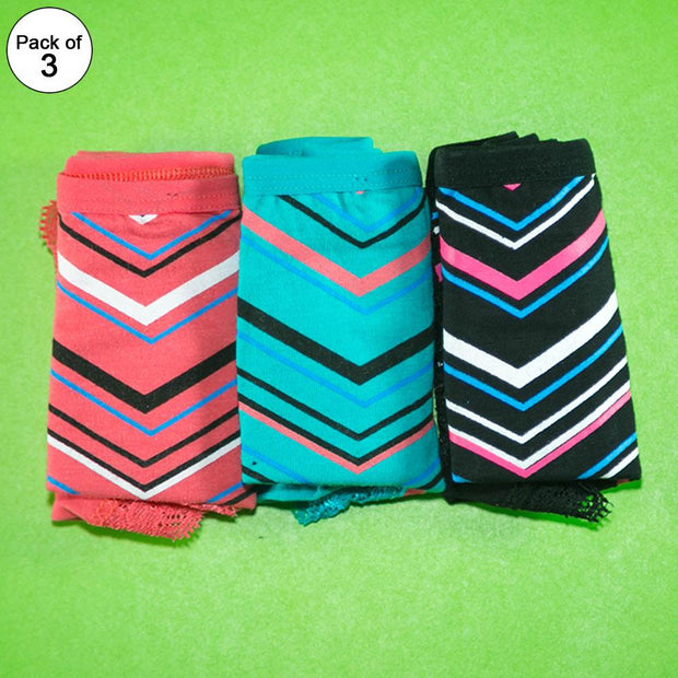 Pack of 3 - Women's Stretch Panty - Flourish Mix Colors Cotton Panty - H5824