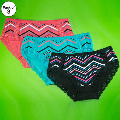 Pack of 3 - Women's Stretch Panty - Flourish Mix Colors Cotton Panty - H5824