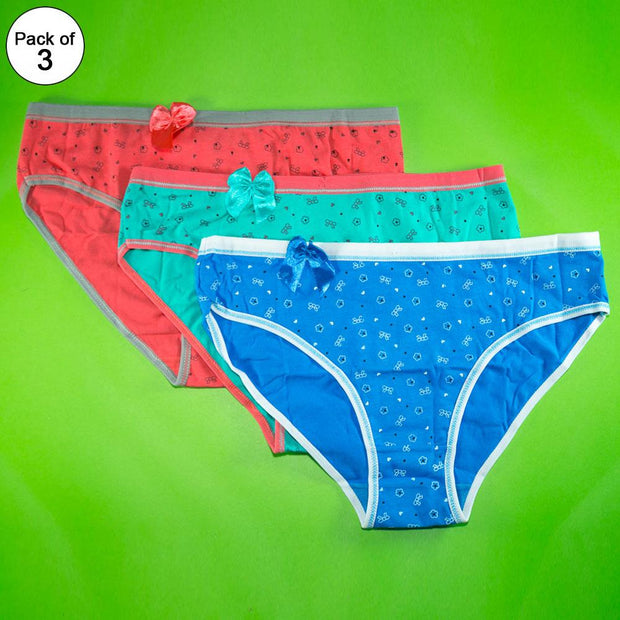 Pack of 3 - Women's Stretch Panty - Flourish Mix Colors Cotton Panty - Y2024