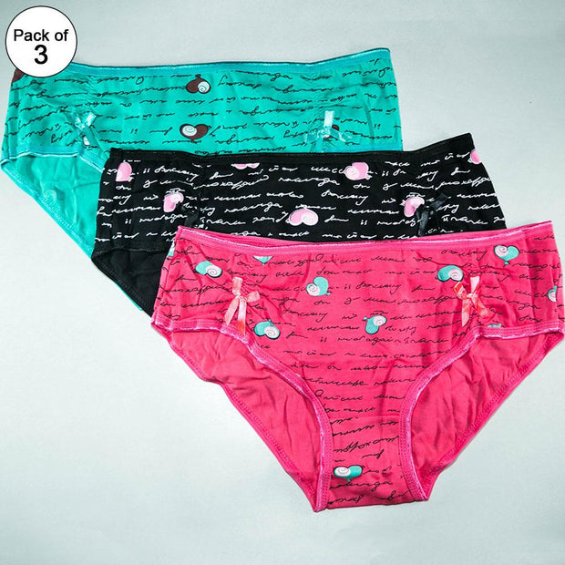 Pack of 3 - Women's Stretch Panty - Flourish Mix Colors Cotton Panty - 2312