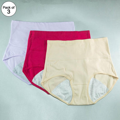 Pack of 3 - Girls Briefs Cotton Periods Panty - Flourish Mix Colors Cotton Periods Panty - 6291