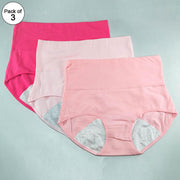 Pack of 3 - Girls Briefs Cotton Periods Panty - Flourish Mix Colors Cotton Periods Panty - 6291