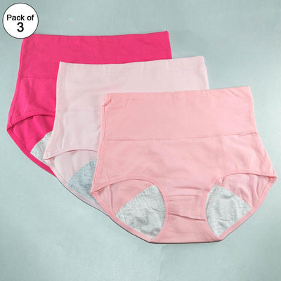 Pack of 3 - Girls Briefs Cotton Periods Panty - Flourish Mix Colors Cotton Periods Panty - 6291