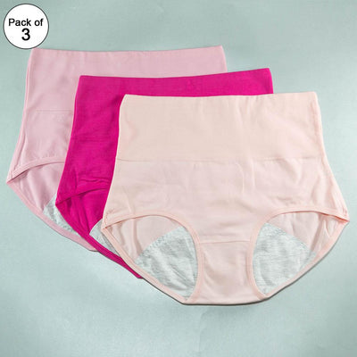 Pack of 3 - Girls Briefs Cotton Periods Panty - Flourish Mix Colors Cotton Periods Panty - 6291