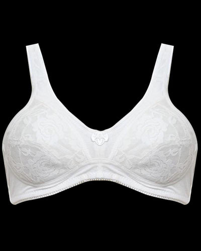 Soft Padded Cotton Net Bra - Etching Free Bra - Non Padded - White Bra