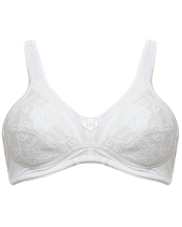 Soft Padded Cotton Net Bra - Etching Free Bra - Non Padded - White Bra