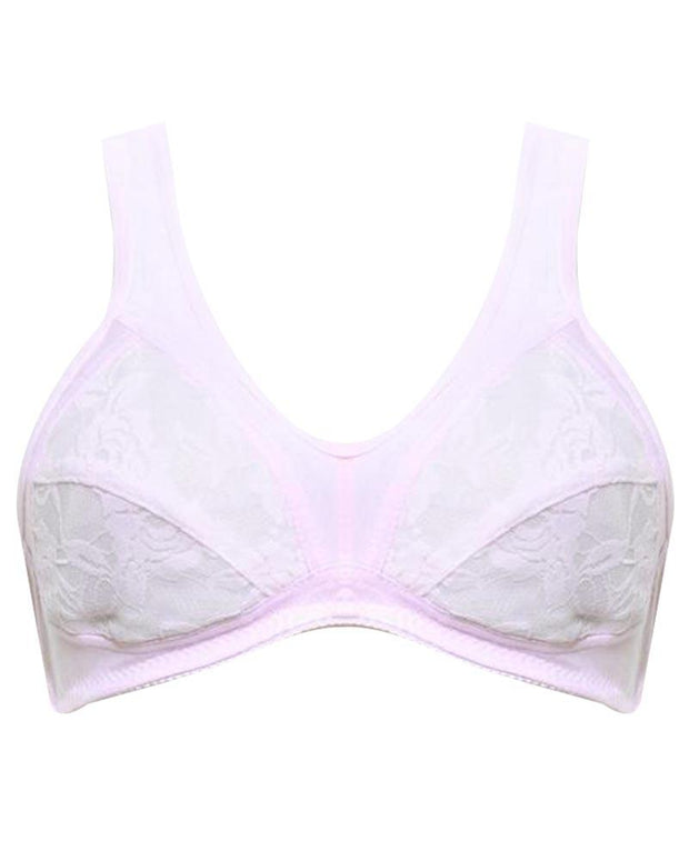 Soft Cotton Net Bra - Etching Free Bra - Non Padded - Pink Bra