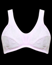 Soft Cotton Net Bra - Etching Free Bra - Non Padded - Pink Bra