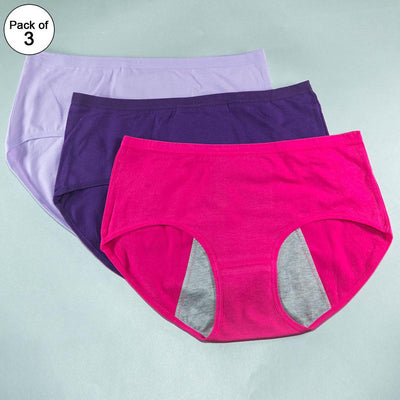 Pack of 3 - Girls Cotton Periods Panty - Flourish Mix Colors Cotton Periods Panty - 2051