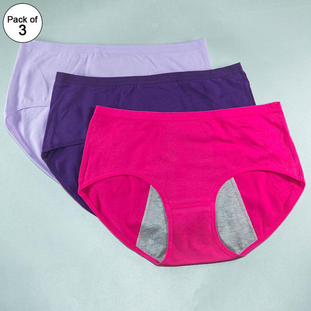 Pack of 3 - Girls Cotton Periods Panty - Flourish Mix Colors Cotton Periods Panty - 2051
