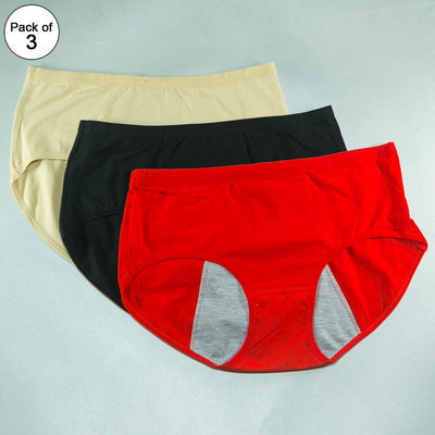 Pack of 3 - Girls Cotton Periods Panty - Flourish Mix Colors Cotton Periods Panty - 2051