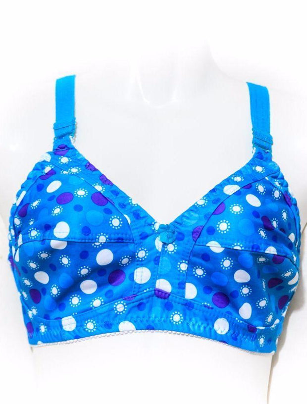 Plus Size Polka Dotted Cotton Bra - Non Padded - Non Wired - Feroze - Bras - diKHAWA Online Shopping in Pakistan