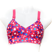Plus Size Polka Dotted Cotton Bra - Non Padded - Non Wired - Hot Pink - Bras - diKHAWA Online Shopping in Pakistan