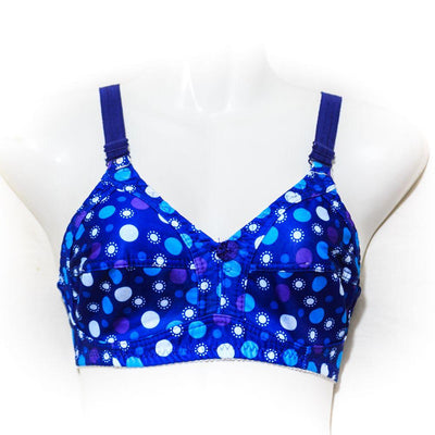 Plus Size Polka Dotted Cotton Bra - Non Padded - Non Wired - Navy Blue - Bras - diKHAWA Online Shopping in Pakistan