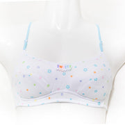 College Girl White Bra with Colorful Flowers - Cotton Bra - Bras - diKHAWA Online Shopping in Pakistan