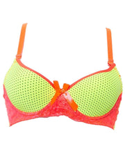 Fancy Bra -Yellow & Orange - Polka Dotted Pushup Bra