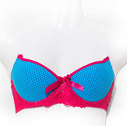 Fancy Bra - Blue & Red - Polka Dotted Pushup Bra - Bras - diKHAWA Online Shopping in Pakistan