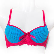 Fancy Bra - Blue & Red - Polka Dotted Pushup Bra - Bras - diKHAWA Online Shopping in Pakistan