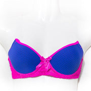 Fancy Bra - Royal Blue & Pink - Polka Dotted Pushup Bra - Bras - diKHAWA Online Shopping in Pakistan