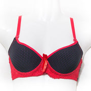 Fancy Bra - Black & Red - Polka Dotted Pushup Bra - Bras - diKHAWA Online Shopping in Pakistan