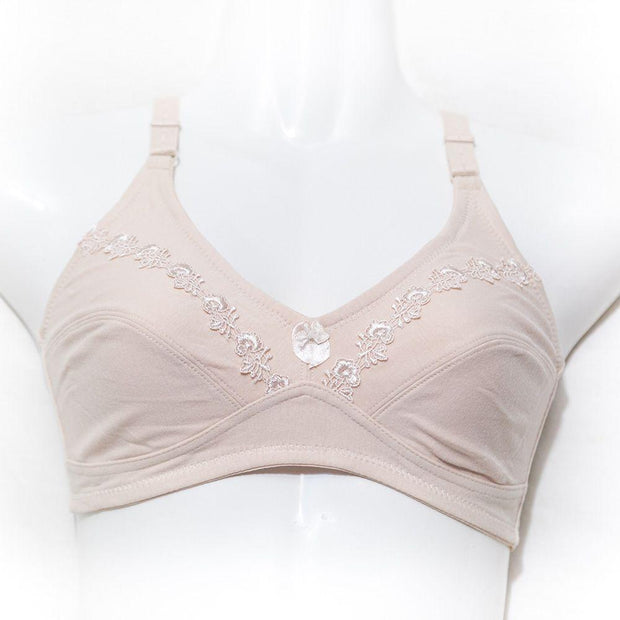 Skin Embroidered Bra - Cotton Bra - 603 - Non Padded - Thailand Bra - Bras - diKHAWA Online Shopping in Pakistan