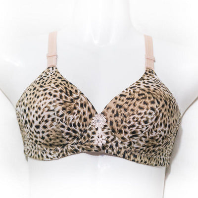 Cheetah Print Single Padded Non Wired Bra - Skin - Bras - diKHAWA Online Shopping in Pakistan