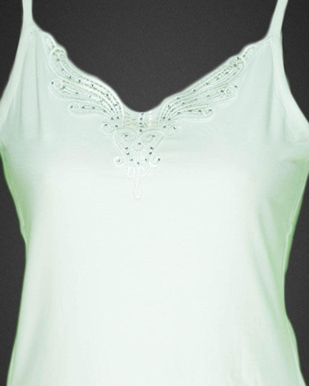 Embroidered Camisole For Women - Adjustable Straps - Color White - 2814