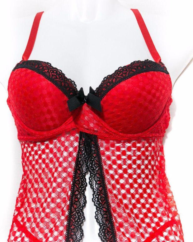 Sexy Lingerie Sexy - Bridal Lingerie Set with Panty - Red & Black - Lingerie - diKHAWA Online Shopping in Pakistan