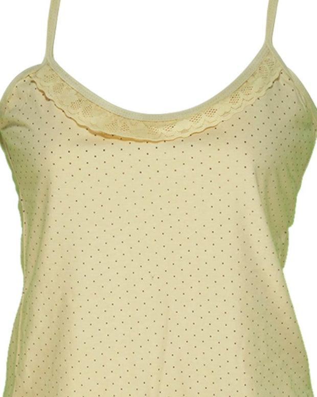 Pack of 3 - Polka Dotted Cotton Camisole With Neck Lace For Women - MA-8