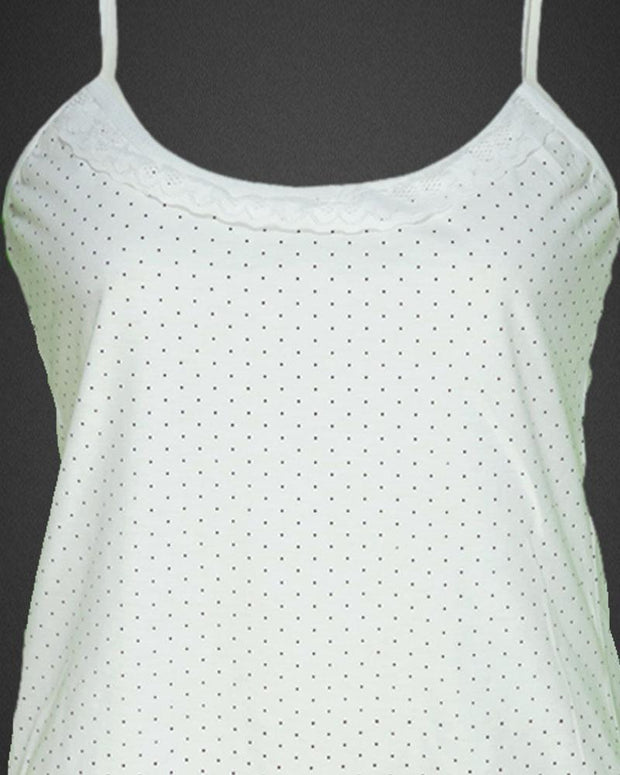 Pack of 3 - Polka Dotted Cotton Camisole With Neck Lace For Women - MA-8