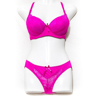 Bridal Bra Panty Set - Hot Pink - Pushup Single Padded Bra - Bra Panty Sets - diKHAWA Online Shopping in Pakistan