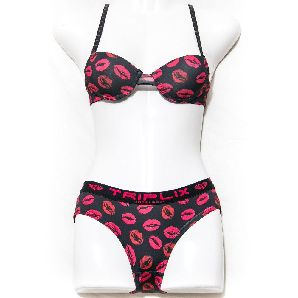 Black Kiss Printed Bra Panty Set Online Shopping in Pakistan
