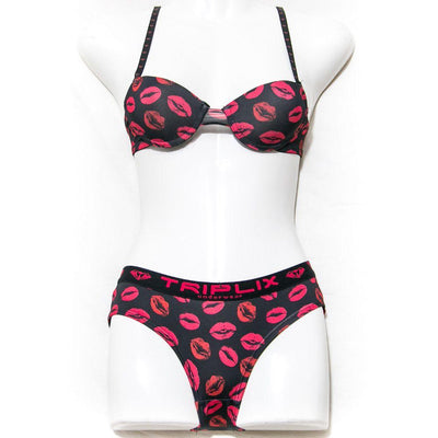 Black Kiss Printed Bra Panty Set - Bra Panty Sets - diKHAWA Online Shopping in Pakistan