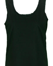 Plain Cotton Camisole With Lace For Women - Color Black - LA-1