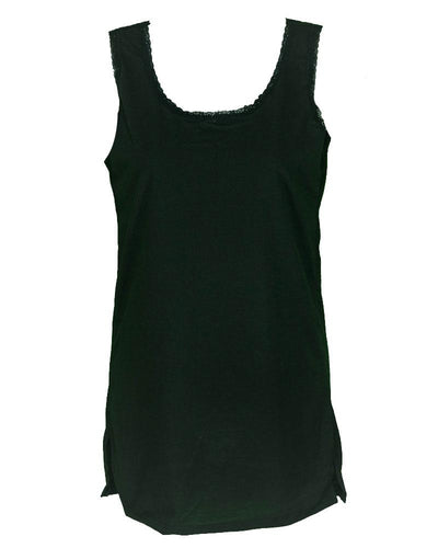 Plain Cotton Camisole With Lace For Women - Color Black - LA-1