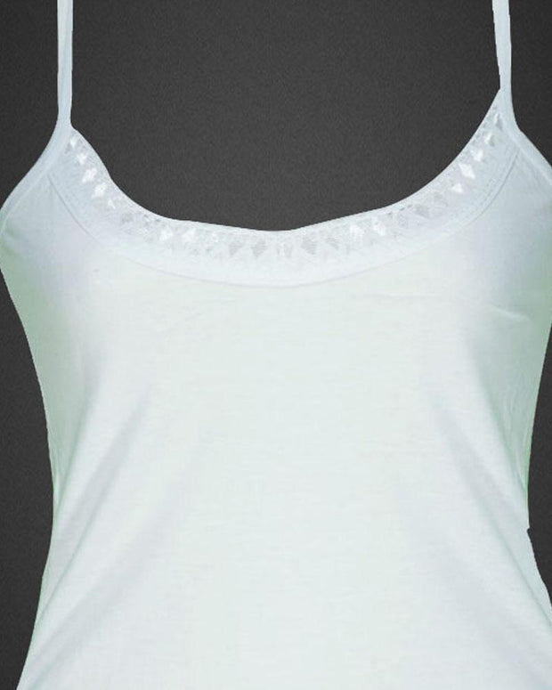 Pack of 3 Plain Cotton Camisole With Neck Lace For Women - SA-1