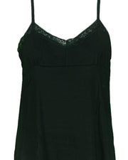 Premium Camisole Stretch Basic With Padded Lace - Long Layering Camisole - Adjustable Straps - Black Color - 6377