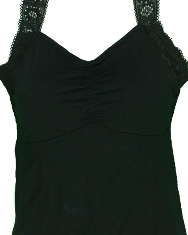 Ladies Camisole Padded With Lace - Color Black - 3051