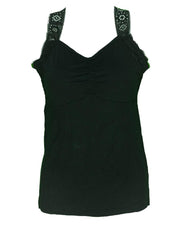 Ladies Camisole Padded With Lace - Color Black - 3051
