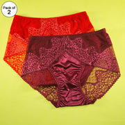 Pack of 2 - Women's Sexy Full Lace Panties, Fashion Transparent Floral Bow Soft Briefs Sexy Lingerie - Flourish Mix Colors - 2348