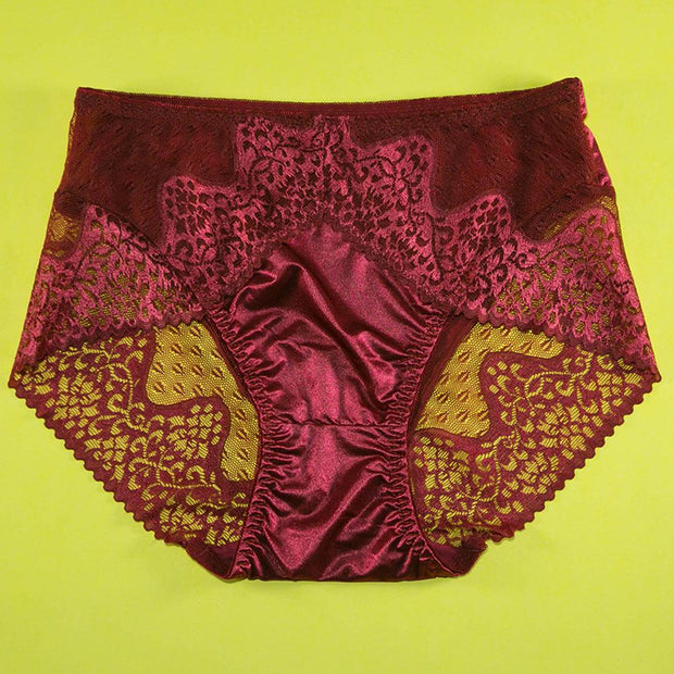 Pack of 2 - Women's Sexy Full Lace Panties, Fashion Transparent Floral Bow Soft Briefs Sexy Lingerie - Flourish Mix Colors - 2348