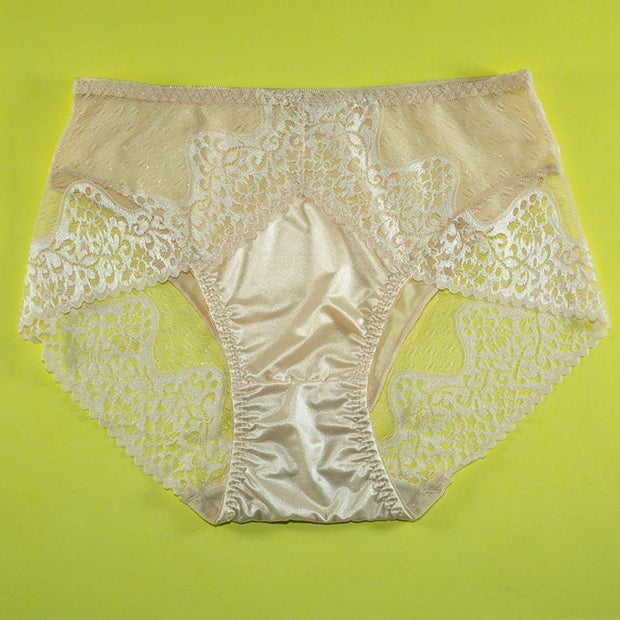 Pack of 2 - Women's Sexy Full Lace Panties, Fashion Transparent Floral Bow Soft Briefs Sexy Lingerie - Flourish Mix Colors - 2348
