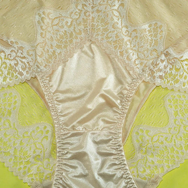 Pack of 2 - Women's Sexy Full Lace Panties, Fashion Transparent Floral Bow Soft Briefs Sexy Lingerie - Flourish Mix Colors - 2348