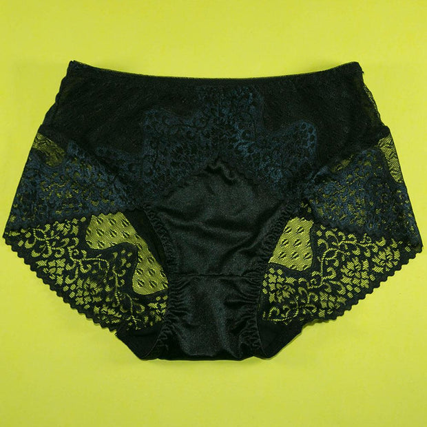 Pack of 2 - Women's Sexy Full Lace Panties, Fashion Transparent Floral Bow Soft Briefs Sexy Lingerie - Flourish Mix Colors - 2348