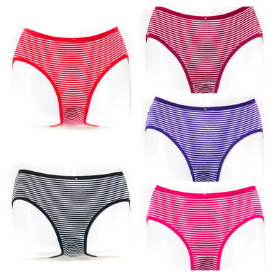 Pack of 3 Cotton Jersey Panty - White Stripes Panty - Mix Colour - Panty - diKHAWA Online Shopping in Pakistan