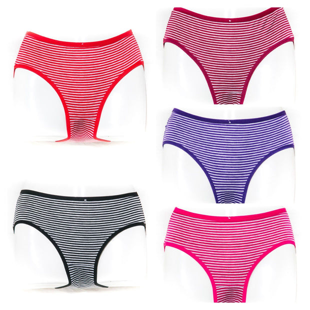 Pack of 3 Cotton Jersey Panty - White Stripes Panty - Mix Colour - Panty - diKHAWA Online Shopping in Pakistan