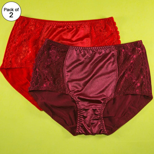 Pack of 2 - Silk Net Panty Soft Cotton - Flourish Mix Colors Soft Cotton Silk Net Panty - 2372