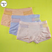 Pack of 3 - Women's Sexy Cotton Net Panties Seamless Soft Lingerie Briefs Underwear - Flourish Mix Colors - 6359