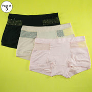 Pack of 3 - Women's Sexy Cotton Net Panties Seamless Soft Lingerie Briefs Underwear - Flourish Mix Colors - 6359