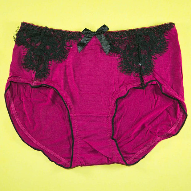 Pack of 3 - Soft Cotton Panty With Lace - Flourish Mix Colors Soft Cotton Panty - 9707